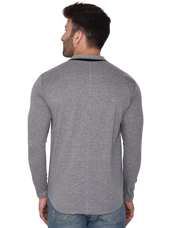 grey cotton blend casual shirt - 20840926 -  Standard Image - 1