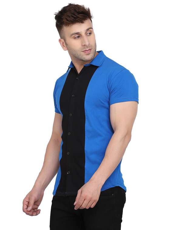 men collared color block casual shirt - 20840938 -  Standard Image - 1