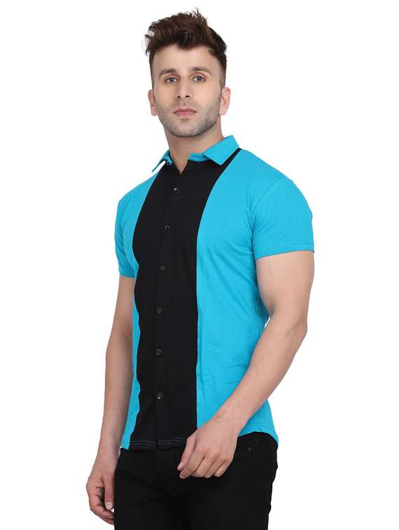 men collared color block casual shirt - 20840940 -  Standard Image - 1