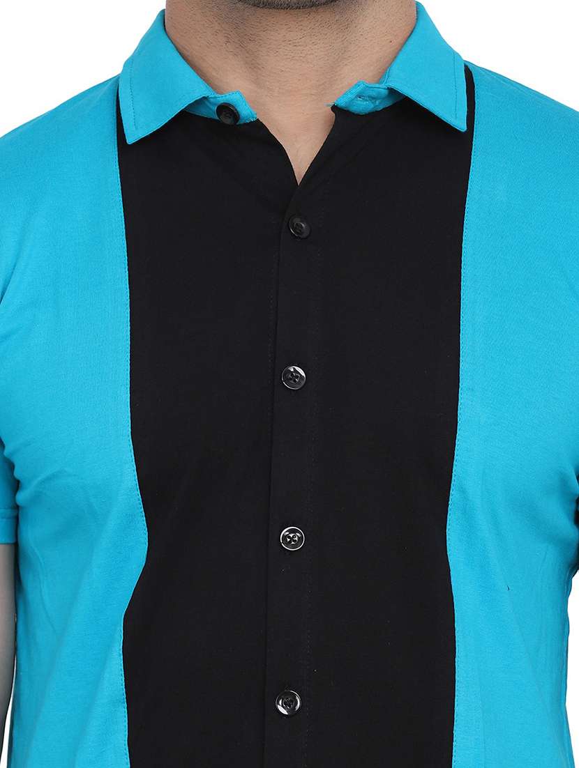 men collared color block casual shirt - 20840940 -  Standard Image - 4