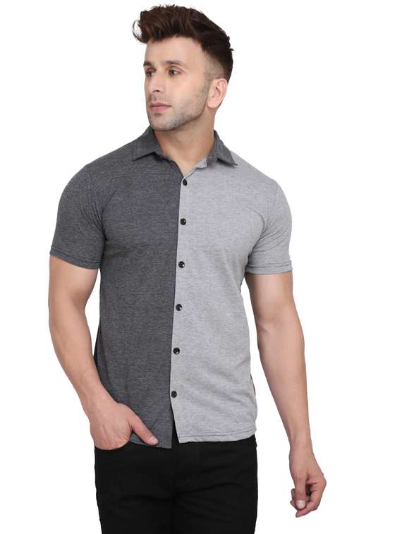 men collared color block casual shirt - 20840943 -  Standard Image - 1