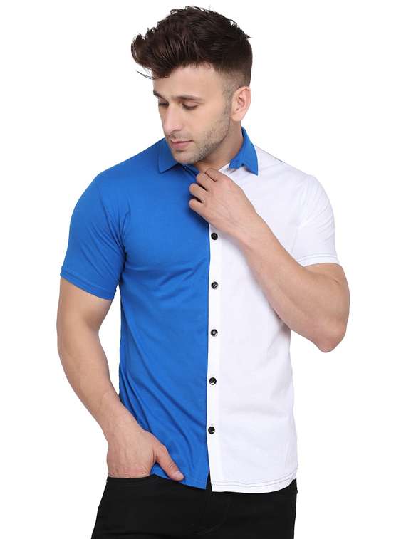 men collared color block casual shirt - 20840945 -  Standard Image - 1