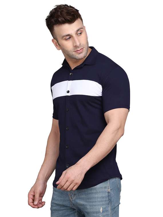 men collared neck color block casual shirt - 20840948 -  Standard Image - 1