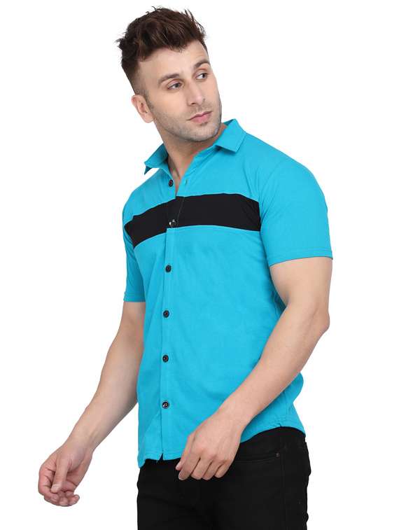 men collared color block casual shirt - 20840957 -  Standard Image - 1