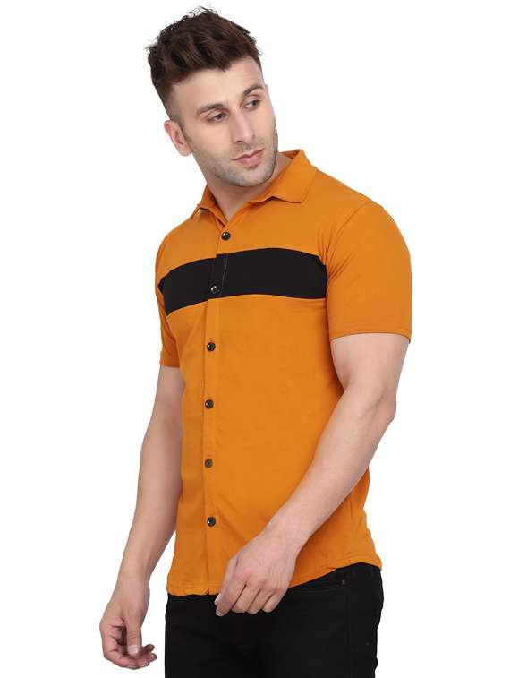 men collared color block casual shirt - 20840958 -  Standard Image - 1
