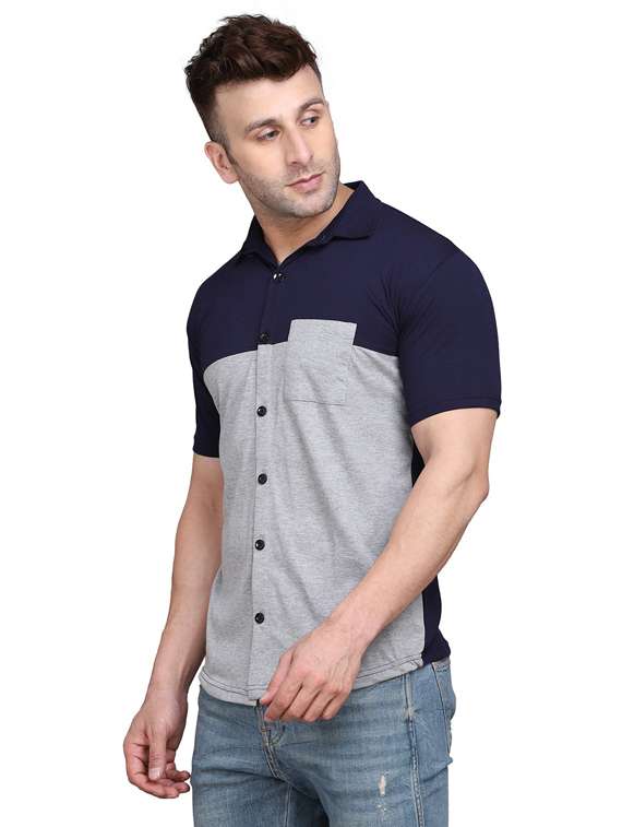 men color block cotton casual shirt - 20840963 -  Standard Image - 1