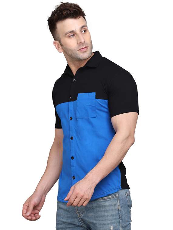 men color block cotton casual shirt - 20840966 -  Standard Image - 1