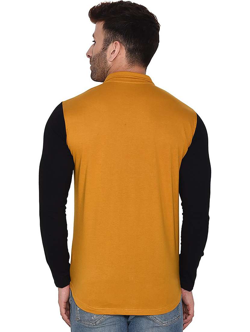 solid yellow & black detailed casual shirt - 20840978 -  Standard Image - 1