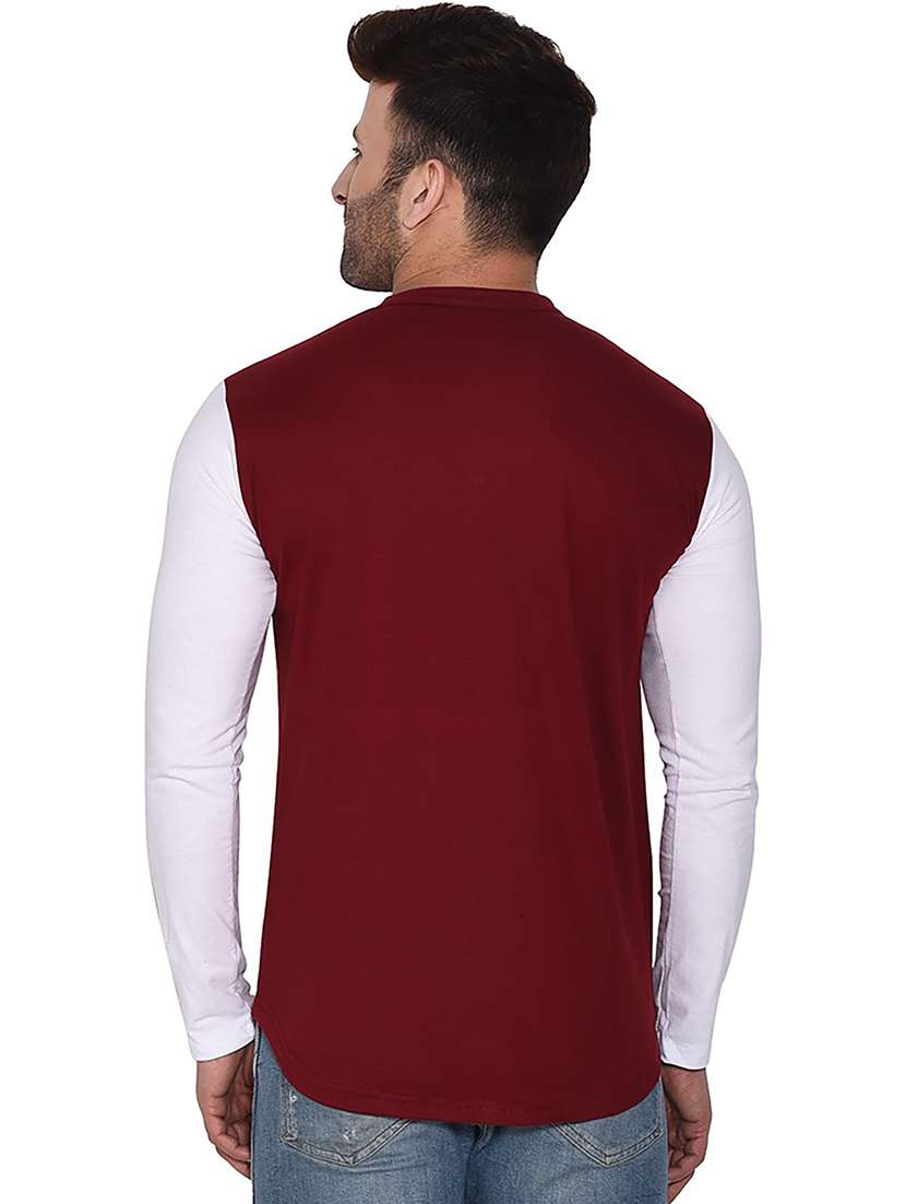 solid maroon & white detailed casual shirt - 20840990 -  Standard Image - 1