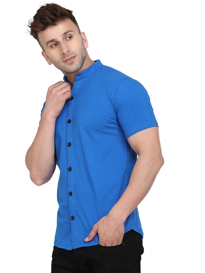 blue cotton blend casual shirt - 20841003 -  Standard Image - 1