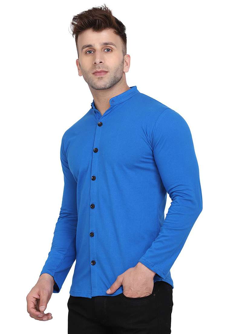 blue cotton blend casual shirt - 20841017 -  Standard Image - 1