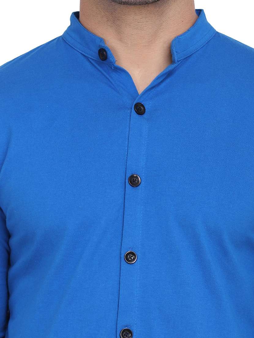 blue cotton blend casual shirt - 20841017 -  Standard Image - 4