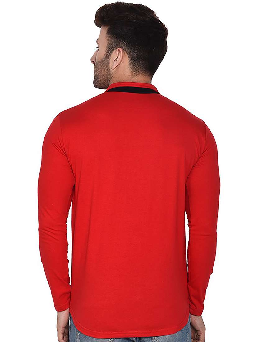 solid red cotton blend casual shirt - 20841030 -  Standard Image - 1