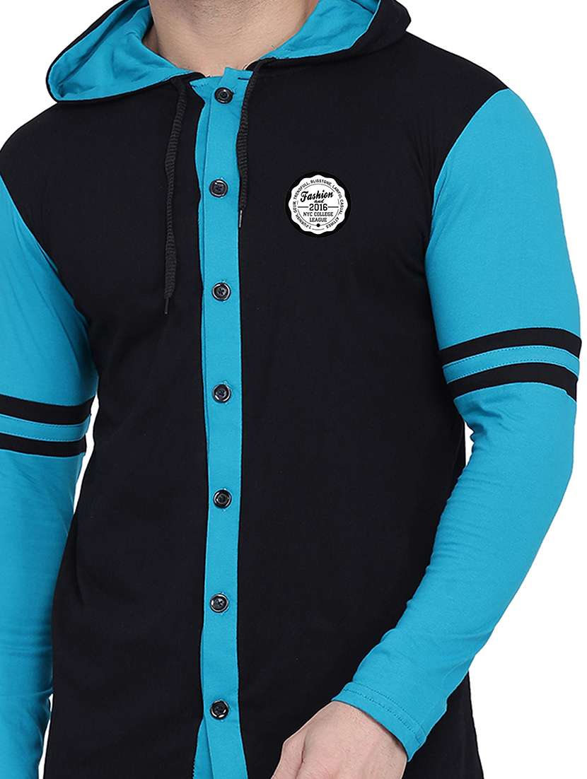 green colourblocked detailed hooded shirt - 20841038 -  Standard Image - 4