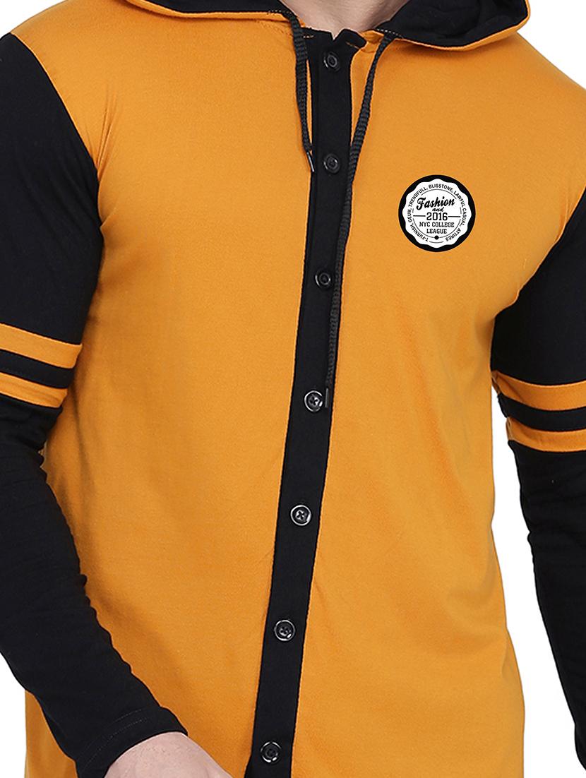 yellow & black colourblocked hooded shirt - 20841042 - Standard Image - 4