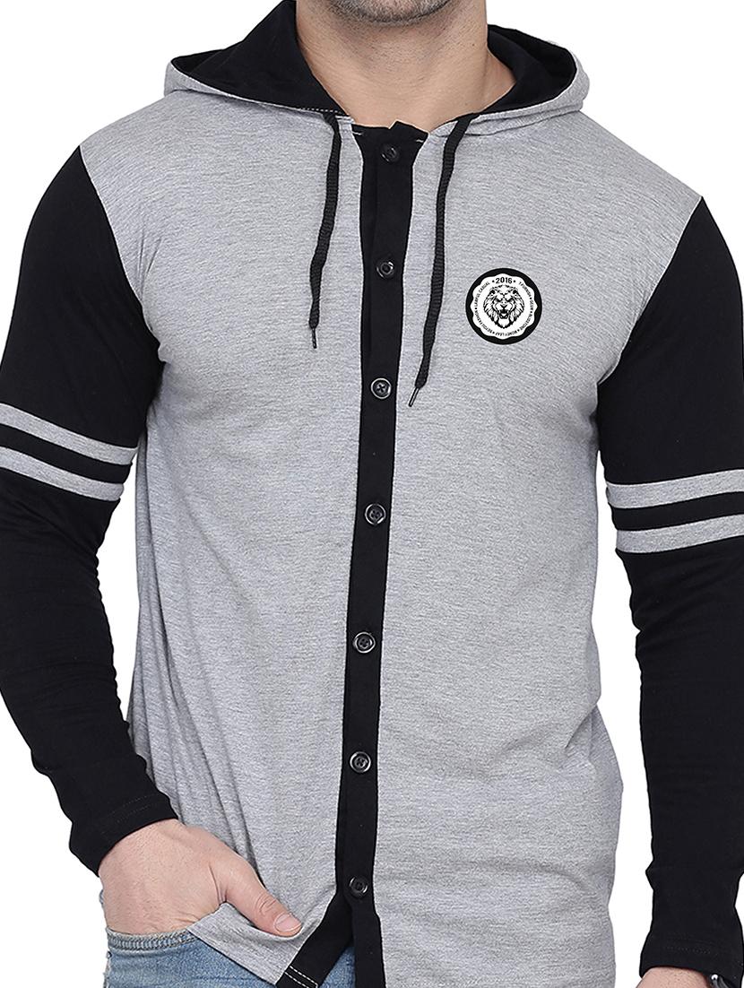grey cotton blend casual shirt - 20841049 - Standard Image - 4