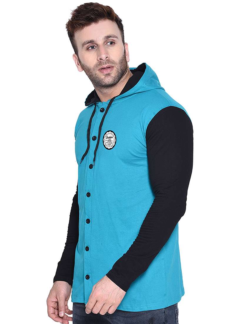 turquoise cotton blend casual shirt - 20841105 -  Standard Image - 1