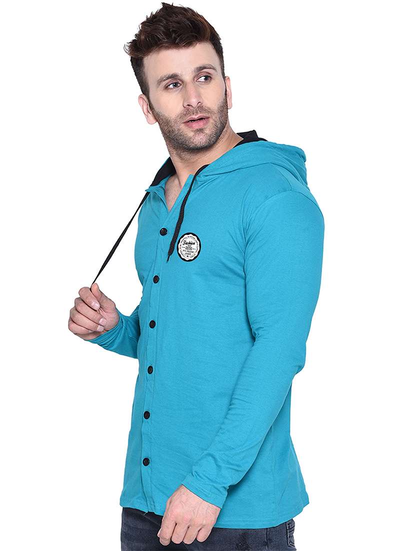 turquoise cotton blend casual shirt - 20841108 -  Standard Image - 1