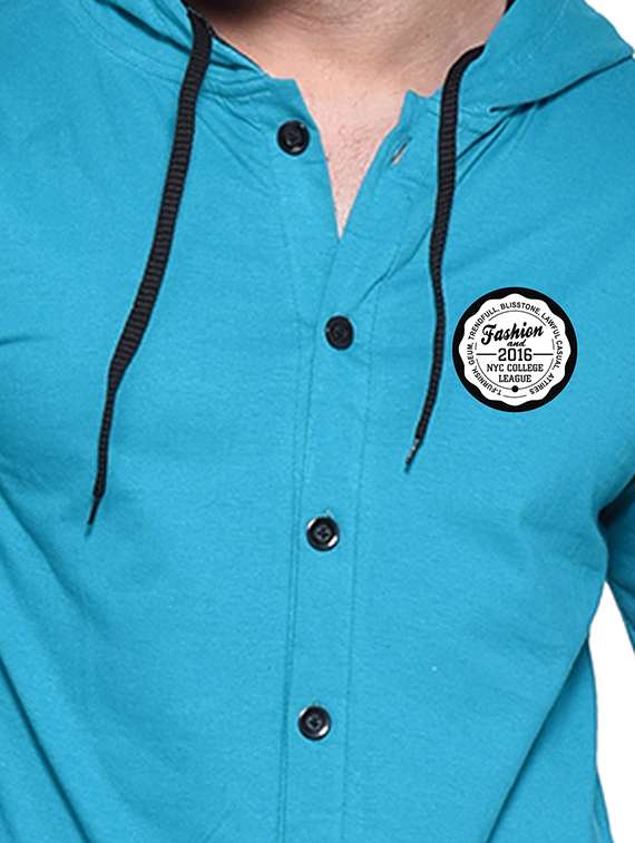 turquoise cotton blend casual shirt - 20841108 -  Standard Image - 4