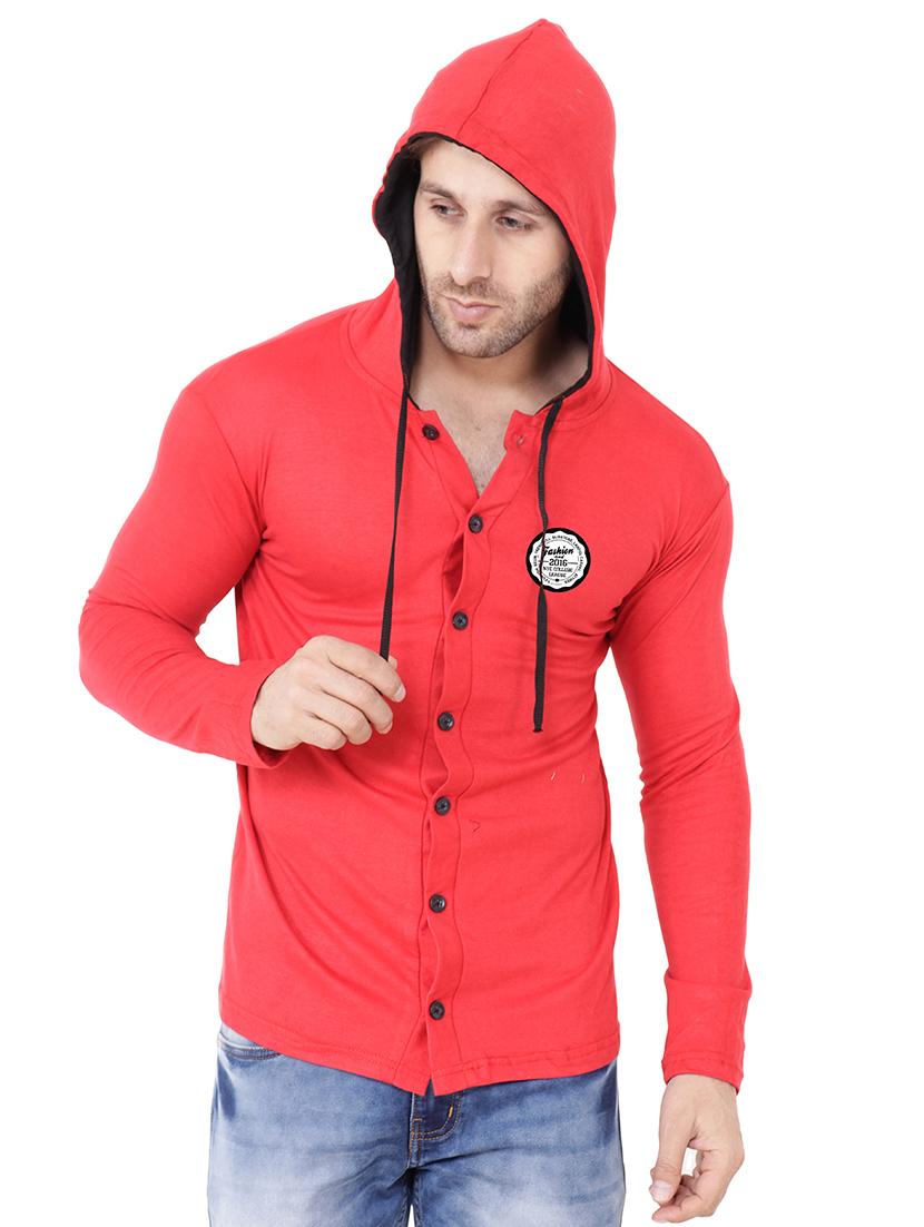red cotton blend casual shirt - 20841112 - Zoom Image - 0