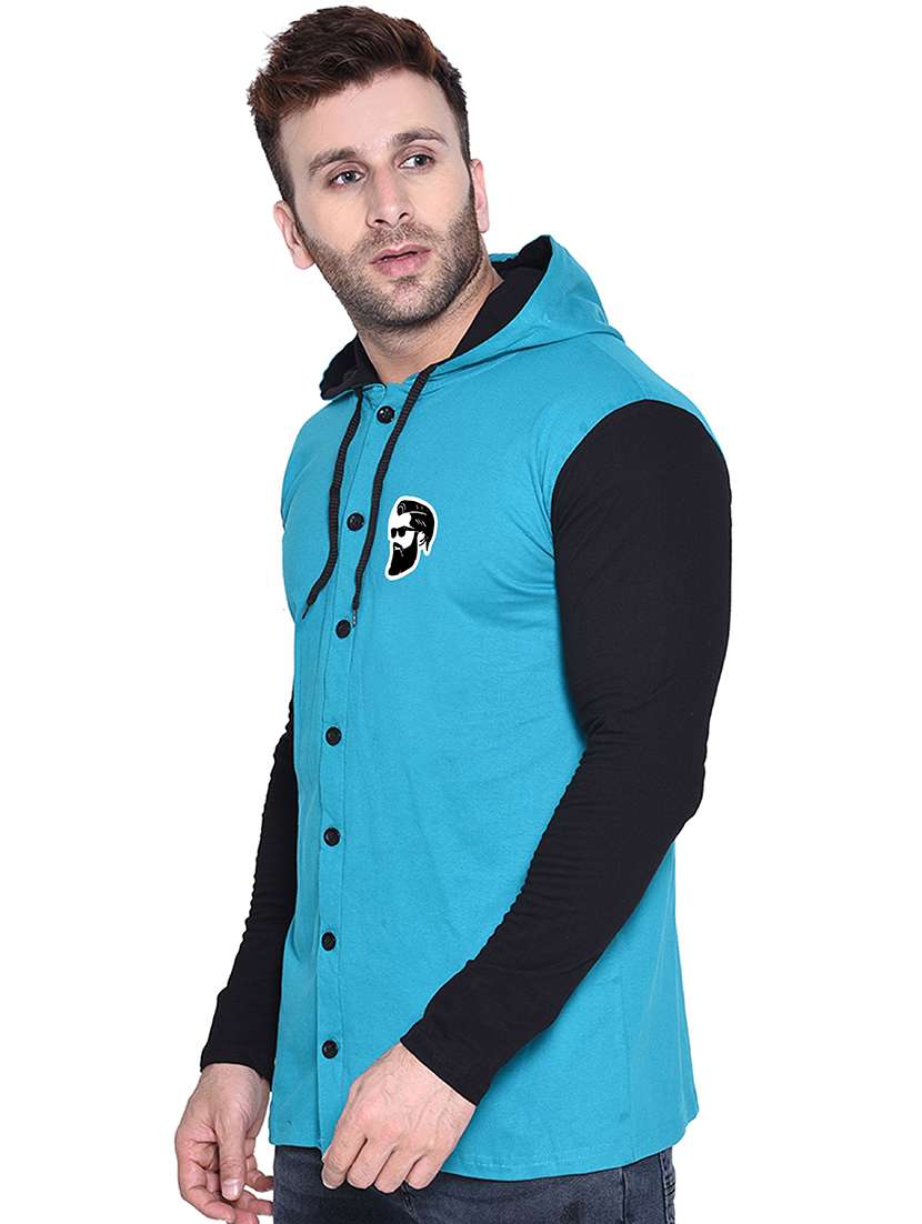 turquoise cotton blend casual shirt - 20841128 -  Standard Image - 1