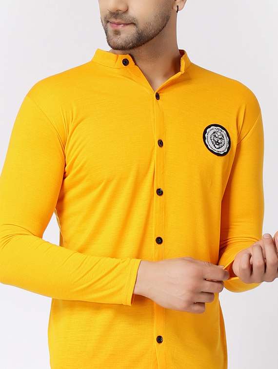 yellow cotton blend casual shirt - 20841168 -  Standard Image - 4