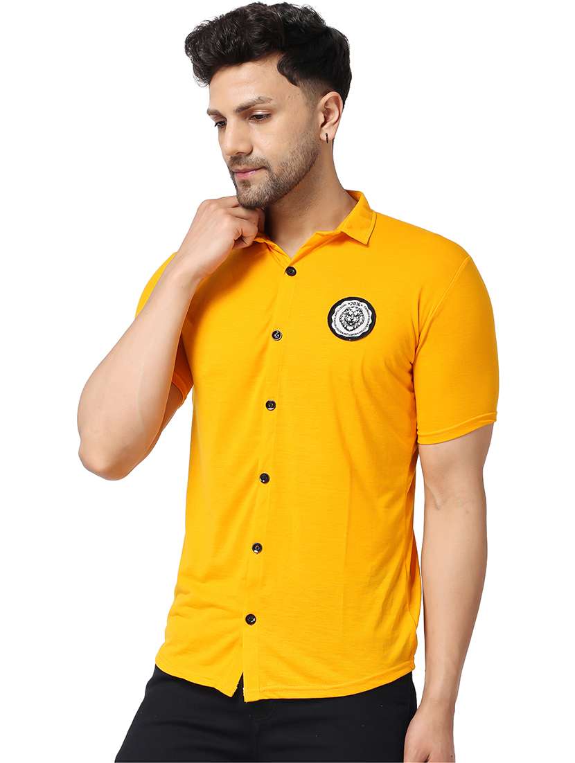 solid yellow cotton blend cotton shirt - 20841171 -  Standard Image - 1