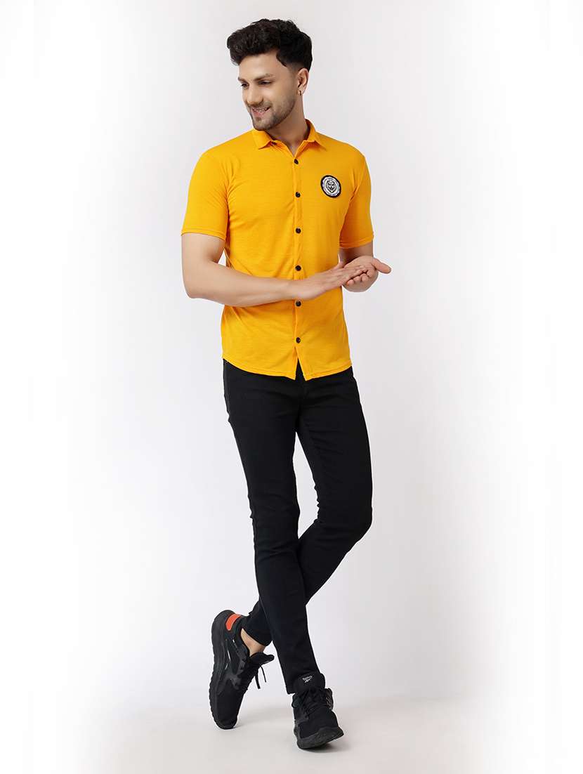 solid yellow cotton blend cotton shirt - 20841171 -  Standard Image - 4