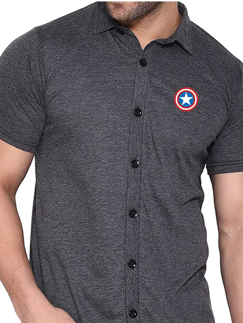 solid grey cotton blend casual shirt - 20841180 -  Standard Image - 4