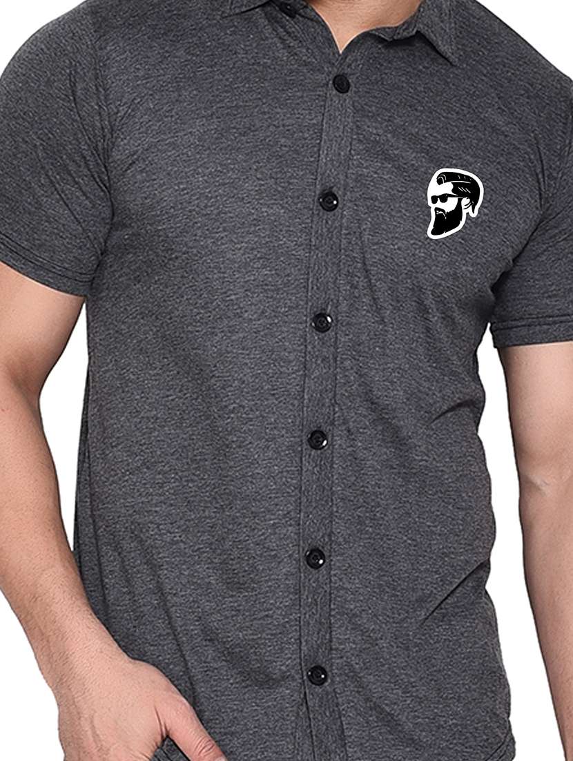 grey cotton blend casual shirt - 20841182 - Standard Image - 4