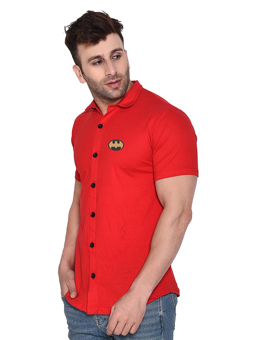 red cotton blend casual shirt - 20841213 - Standard Image - 1