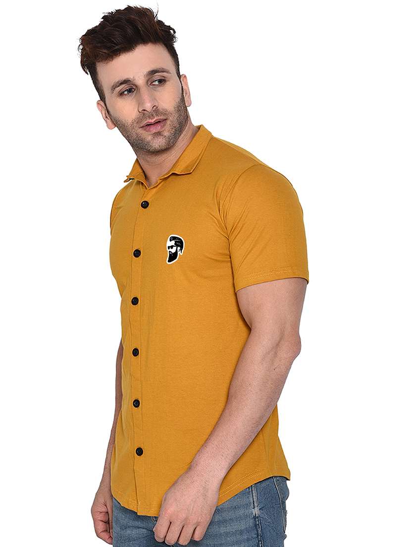 solid yellow cotton blend cotton shirt - 20841220 -  Standard Image - 1