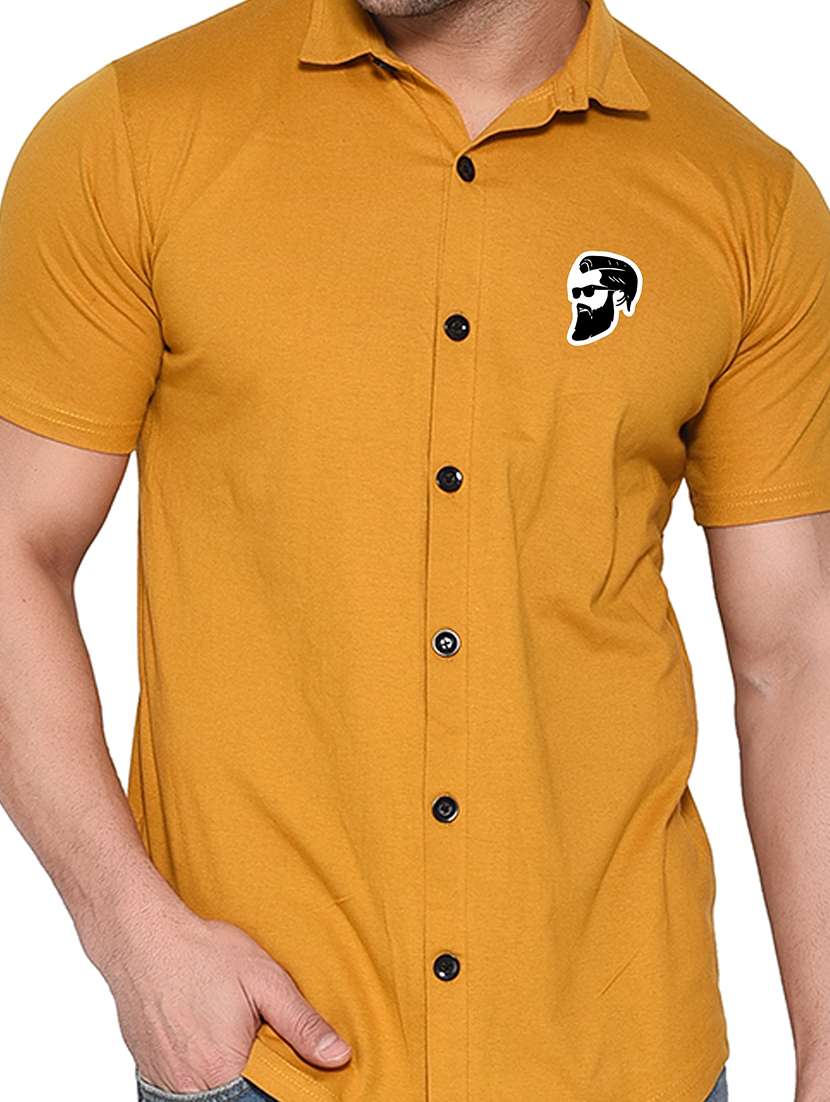 solid yellow cotton blend cotton shirt - 20841220 -  Standard Image - 4