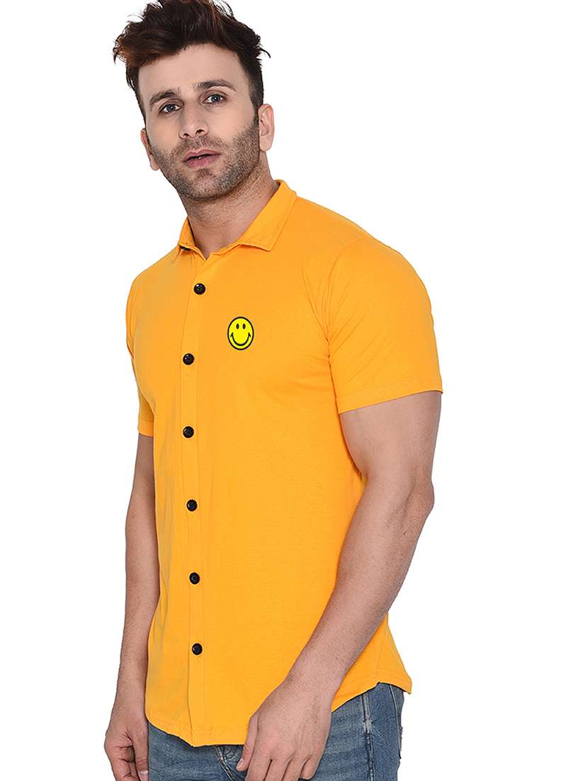 solid yellow cotton blend cotton shirt - 20841229 -  Standard Image - 1
