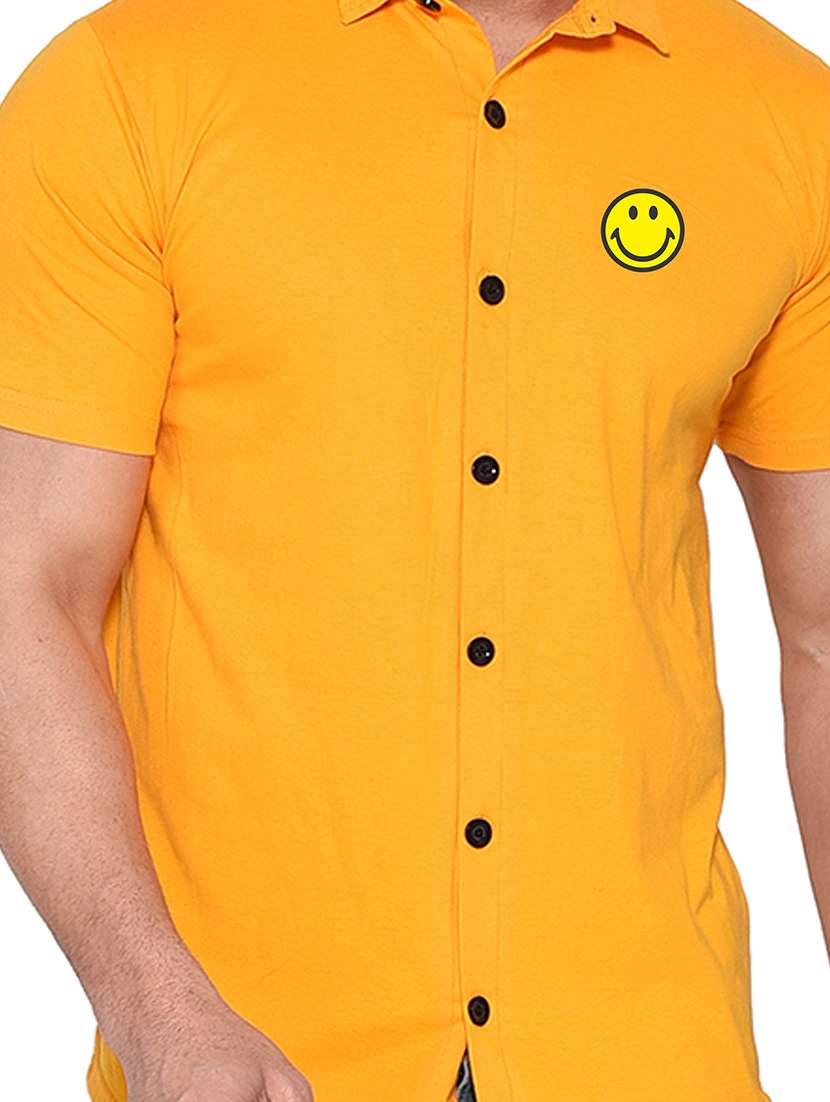 solid yellow cotton blend cotton shirt - 20841229 -  Standard Image - 4