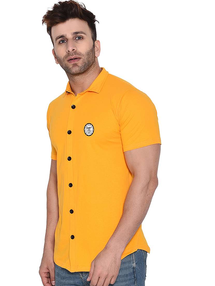 yellow cotton blend casual shirt - 20841230 -  Standard Image - 1