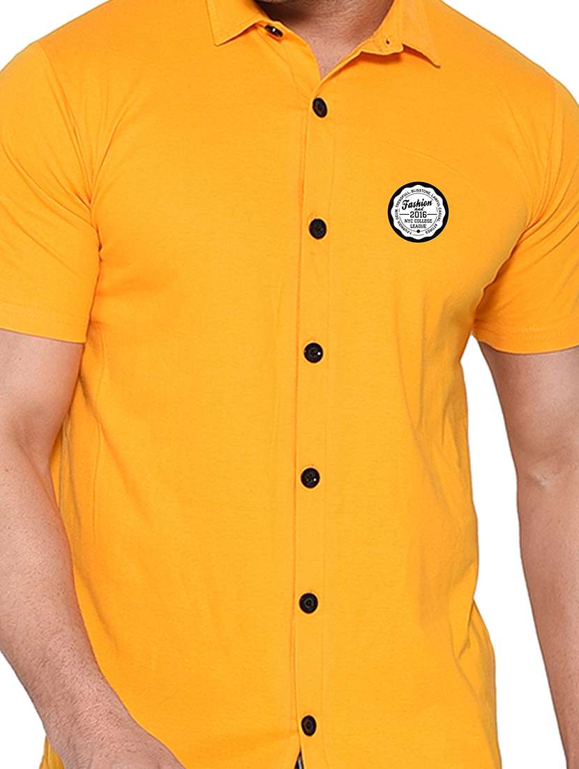 yellow cotton blend casual shirt - 20841230 -  Standard Image - 4