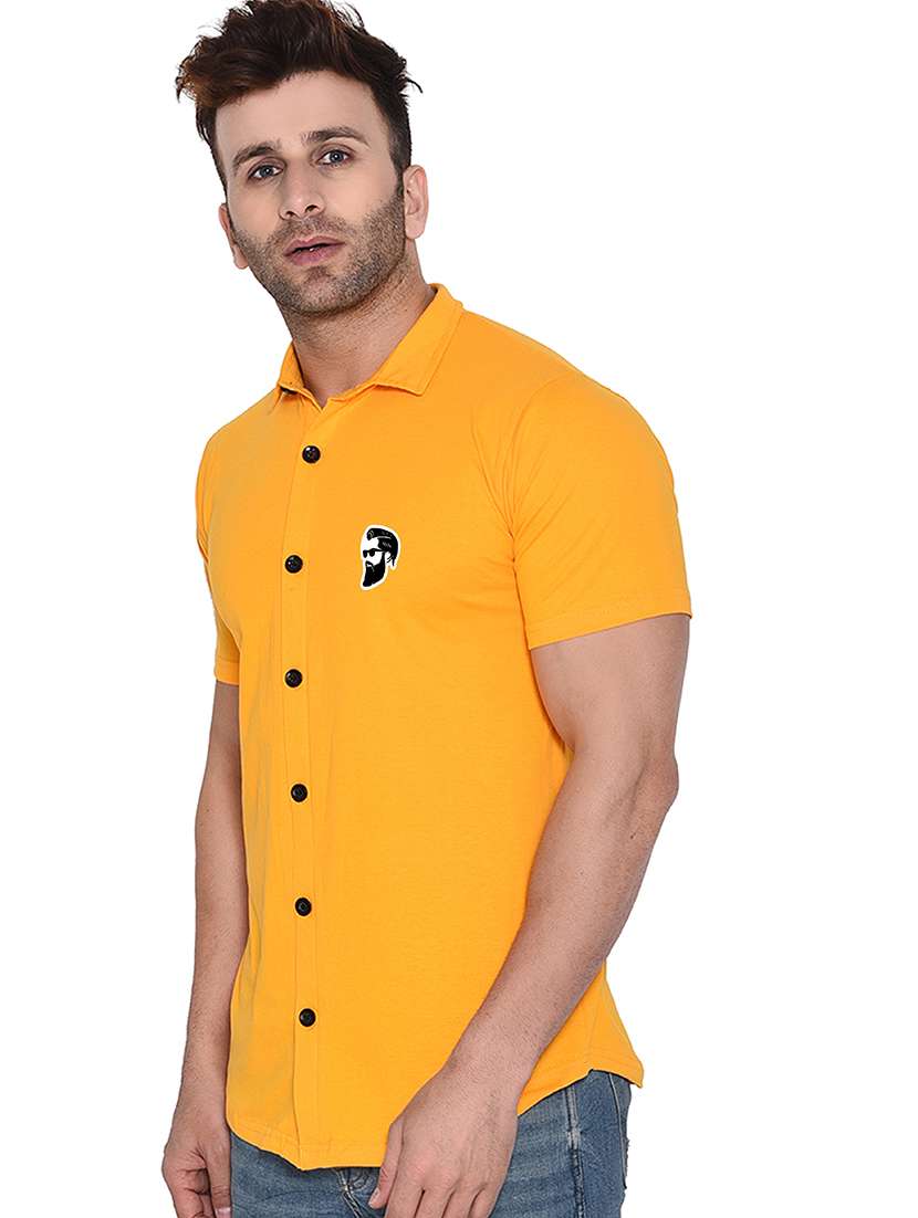 solid yellow cotton blend cotton shirt - 20841234 -  Standard Image - 1