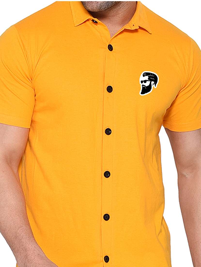 solid yellow cotton blend cotton shirt - 20841234 -  Standard Image - 4