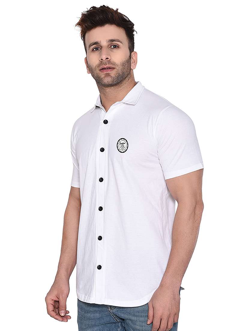 white cotton blend casual shirt - 20841246 -  Standard Image - 1