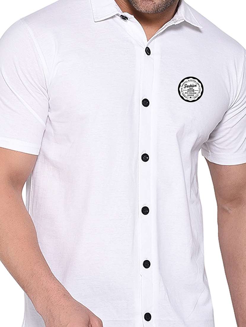 white cotton blend casual shirt - 20841246 -  Standard Image - 4