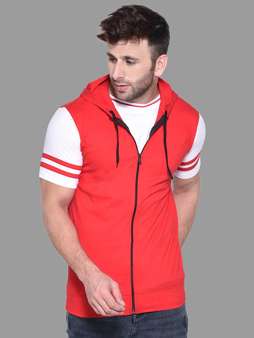 red cotton blend solid t-shirt - 20841277 - Zoom Image - 0