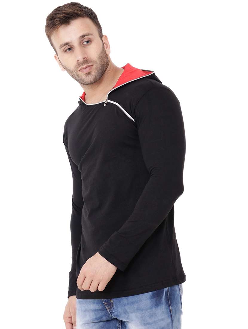 black cotton blend solid t-shirt - 20841279 -  Standard Image - 1