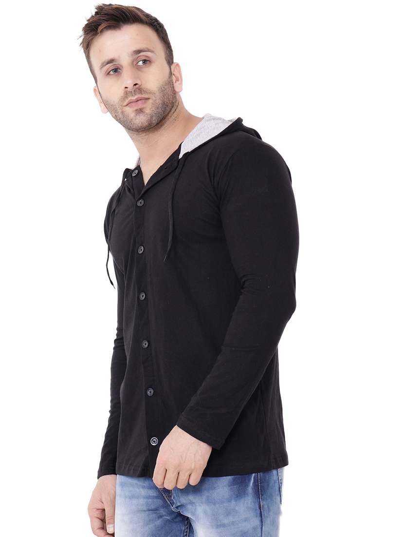 black cotton blend solid t-shirt - 20841281 -  Standard Image - 1