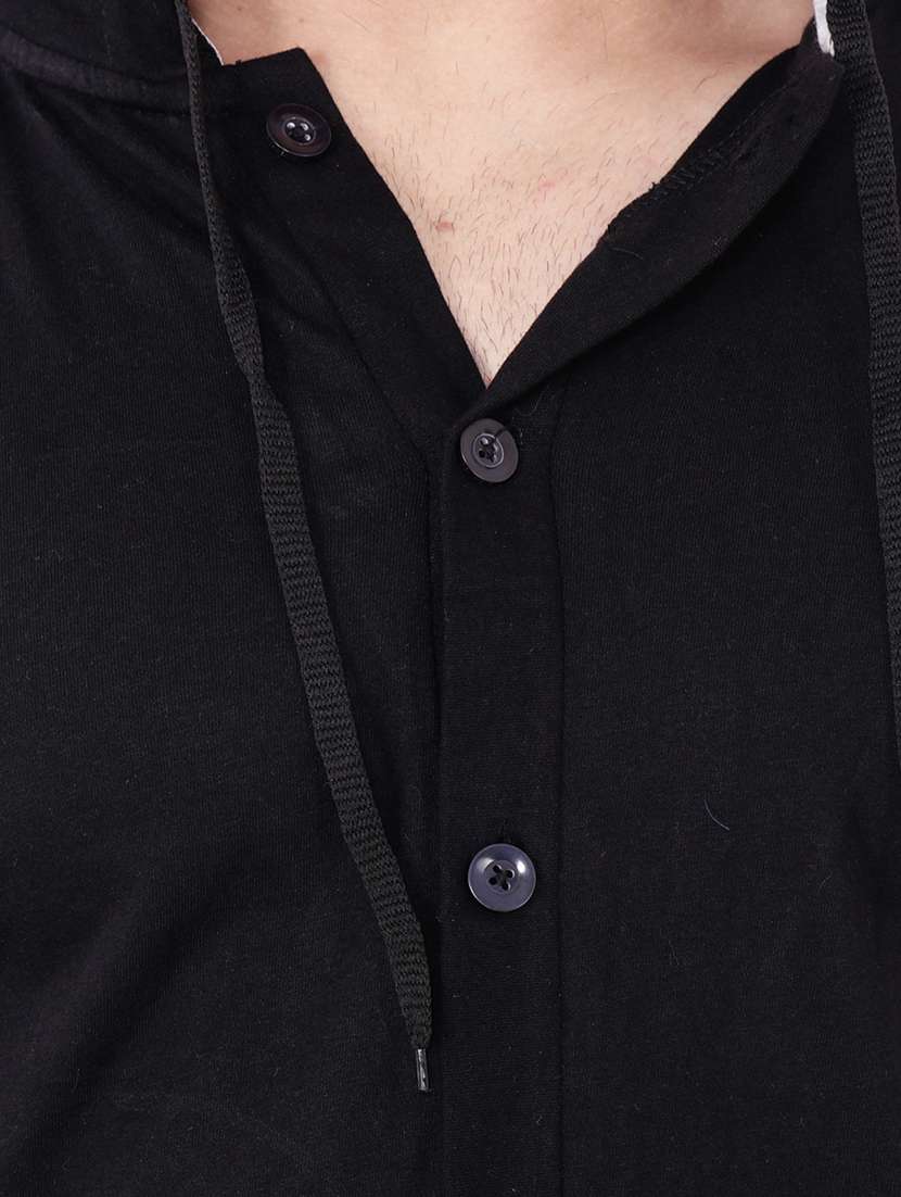 black cotton blend solid t-shirt - 20841281 -  Standard Image - 4