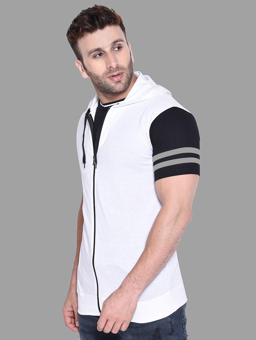 men zip-front regular fit hooded t-shirt - 20841284 - Standard Image - 1
