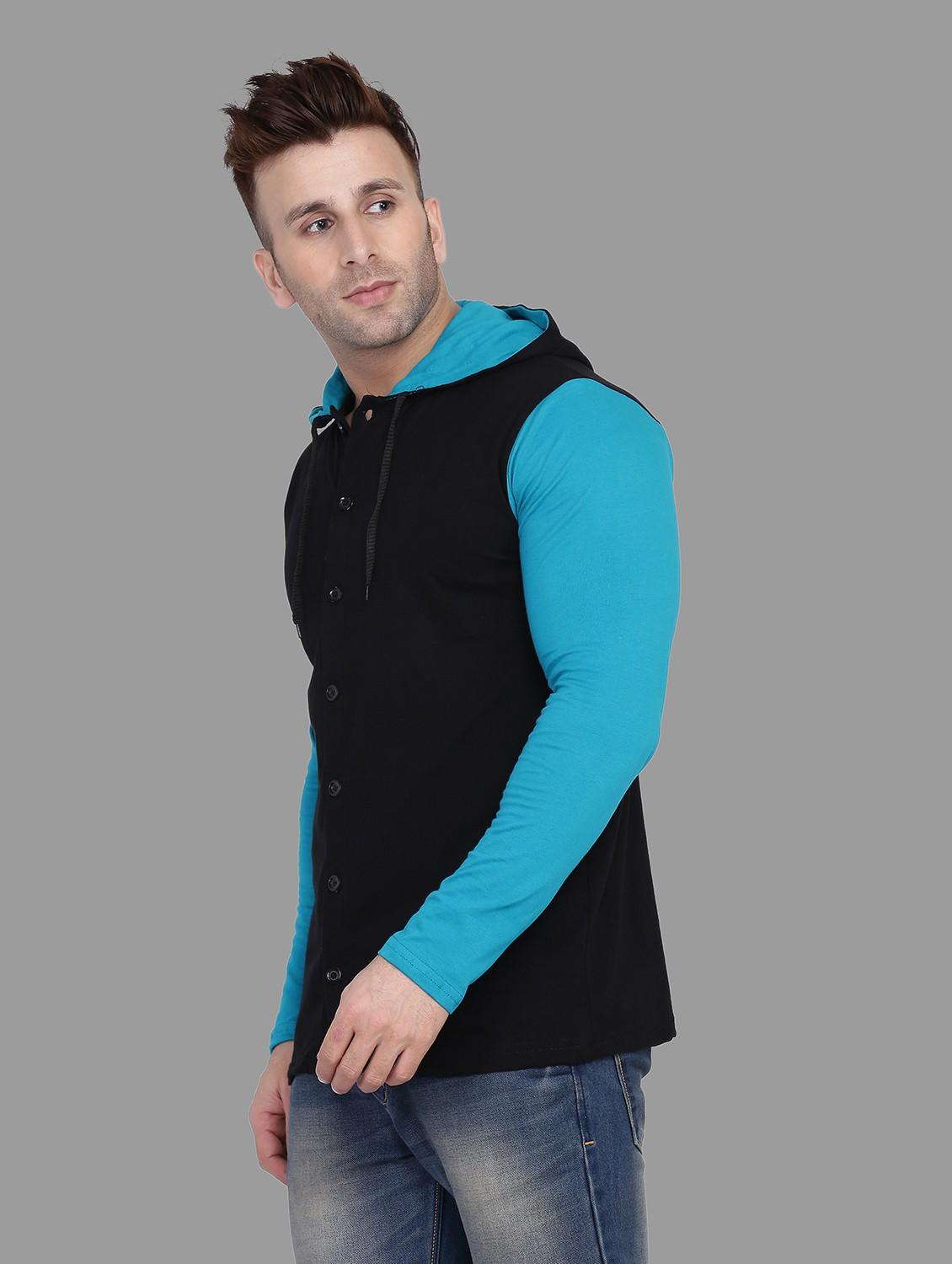 hooded neck color block t-shirt - 20841285 - Standard Image - 1