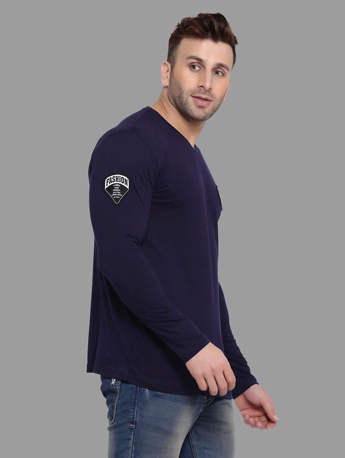 v neck solid t-shirt - 20841287 -  Standard Image - 1