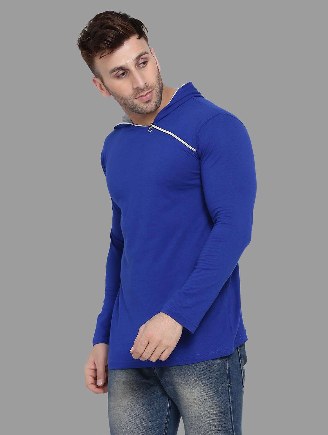 blue cotton blend plain t-shirt - 20841292 -  Standard Image - 1