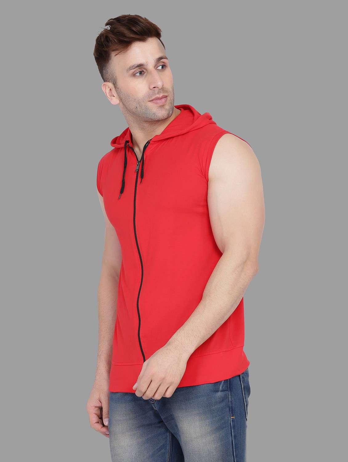 Hooded Neck Zip Up T-shirt - 20841294 -  Standard Image - 1